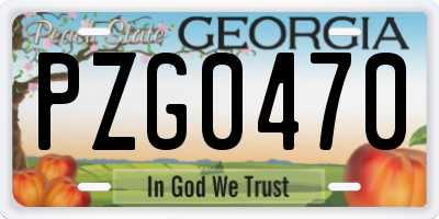 GA license plate PZG0470