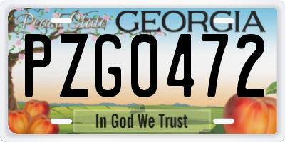 GA license plate PZG0472