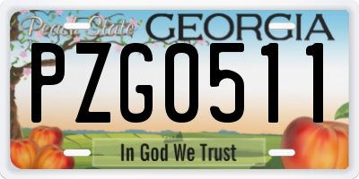 GA license plate PZG0511