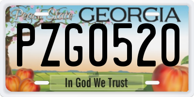 GA license plate PZG0520