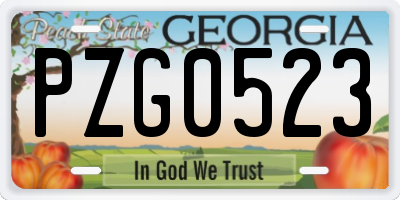 GA license plate PZG0523