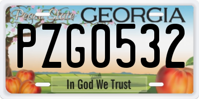 GA license plate PZG0532
