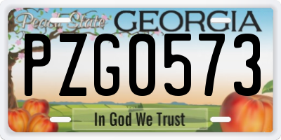 GA license plate PZG0573