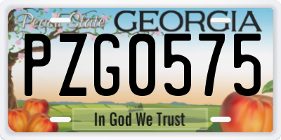 GA license plate PZG0575