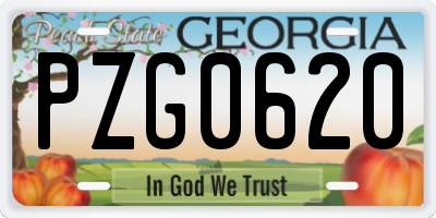 GA license plate PZG0620