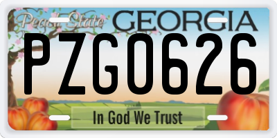 GA license plate PZG0626