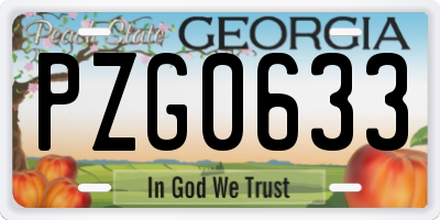 GA license plate PZG0633