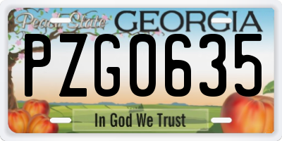 GA license plate PZG0635