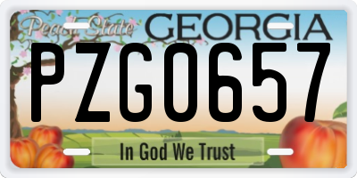 GA license plate PZG0657