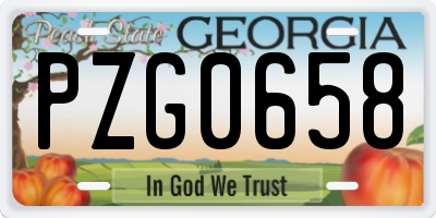 GA license plate PZG0658