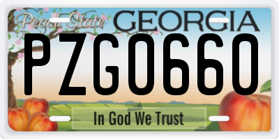 GA license plate PZG0660