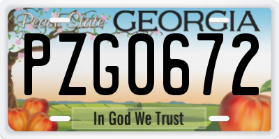 GA license plate PZG0672