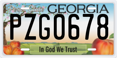 GA license plate PZG0678