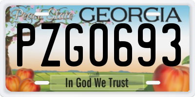 GA license plate PZG0693
