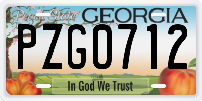 GA license plate PZG0712