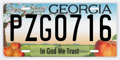 GA license plate PZG0716