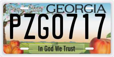 GA license plate PZG0717