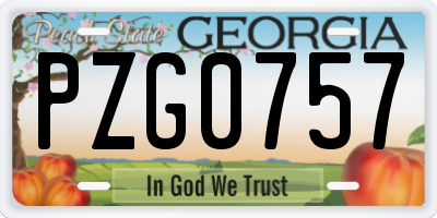 GA license plate PZG0757