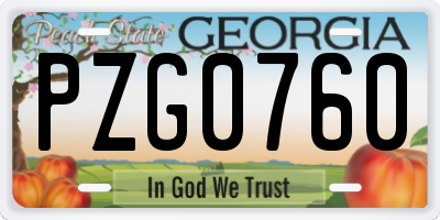 GA license plate PZG0760