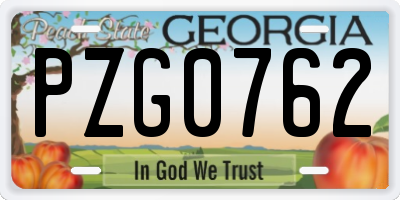 GA license plate PZG0762