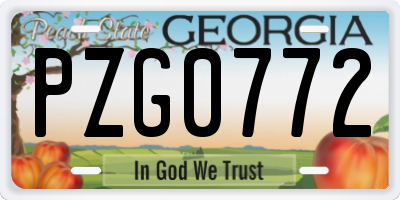 GA license plate PZG0772