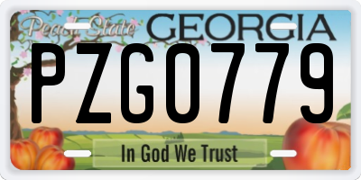 GA license plate PZG0779