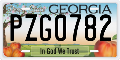 GA license plate PZG0782