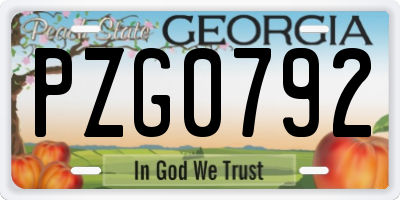 GA license plate PZG0792