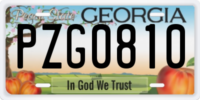 GA license plate PZG0810