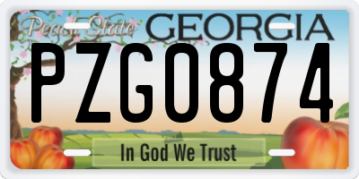 GA license plate PZG0874
