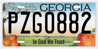GA license plate PZG0882