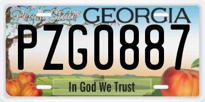 GA license plate PZG0887