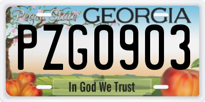 GA license plate PZG0903