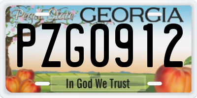 GA license plate PZG0912