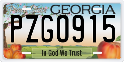 GA license plate PZG0915