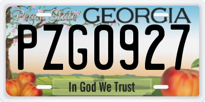 GA license plate PZG0927