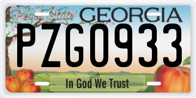 GA license plate PZG0933