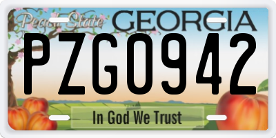 GA license plate PZG0942