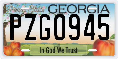 GA license plate PZG0945