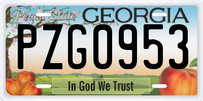 GA license plate PZG0953