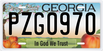 GA license plate PZG0970