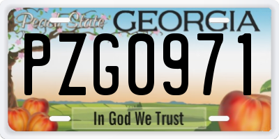 GA license plate PZG0971