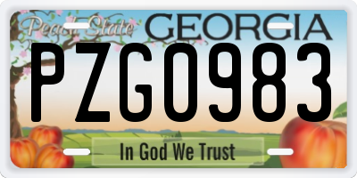 GA license plate PZG0983