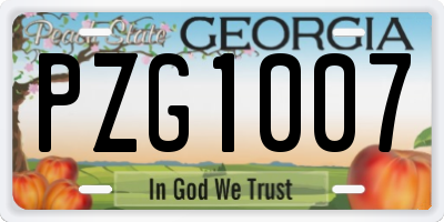 GA license plate PZG1007