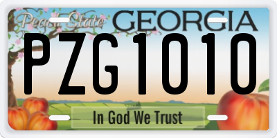 GA license plate PZG1010