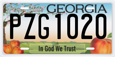 GA license plate PZG1020