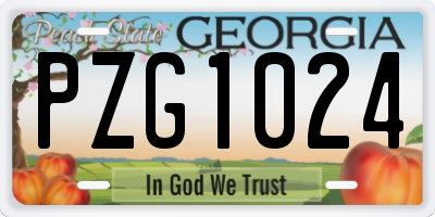 GA license plate PZG1024