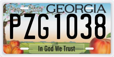 GA license plate PZG1038