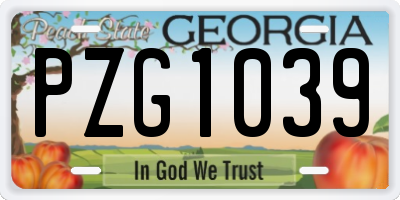 GA license plate PZG1039