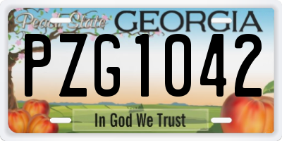 GA license plate PZG1042
